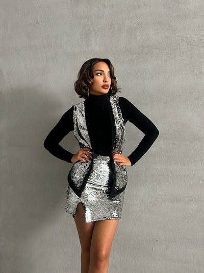 Sequined Wholesale Vest - Silver Gold