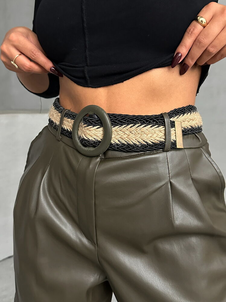 Belted Leather Wholesale Shorts - Khaki