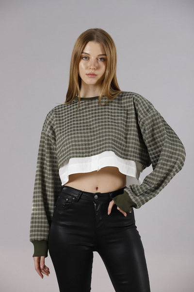 Crop Toptan Bluz - Haki