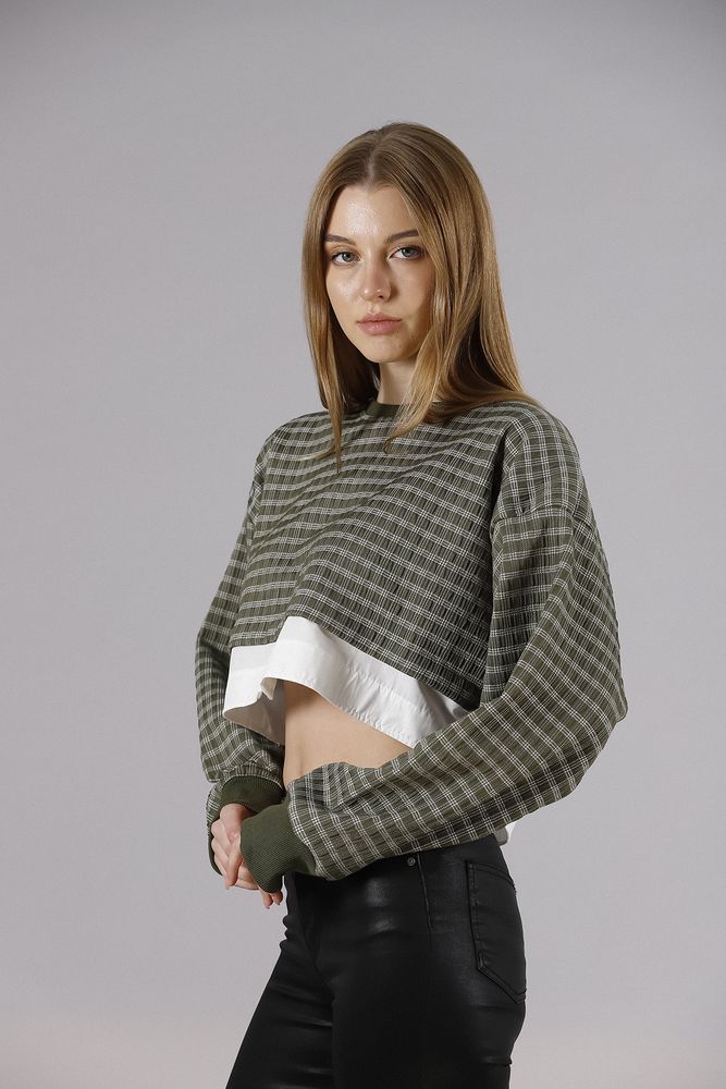 Crop Toptan Bluz - Haki
