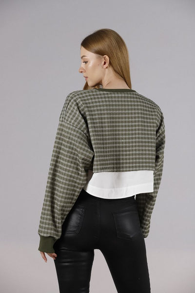 Crop Toptan Bluz - Haki