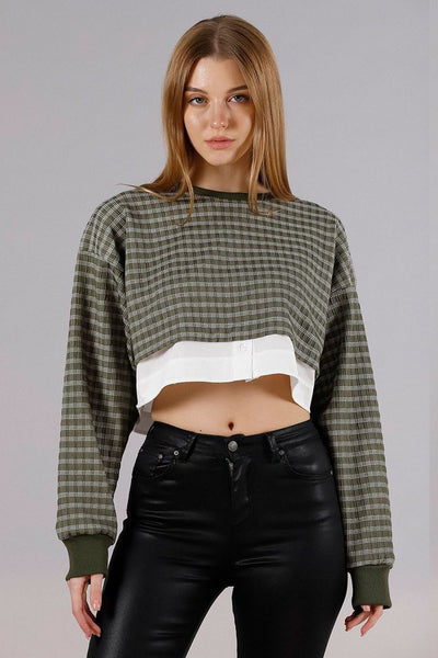Crop Toptan Bluz - Haki