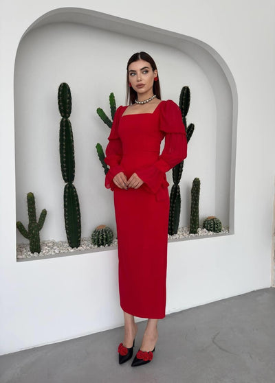 Rochie Hare cu volane pe mâneci
