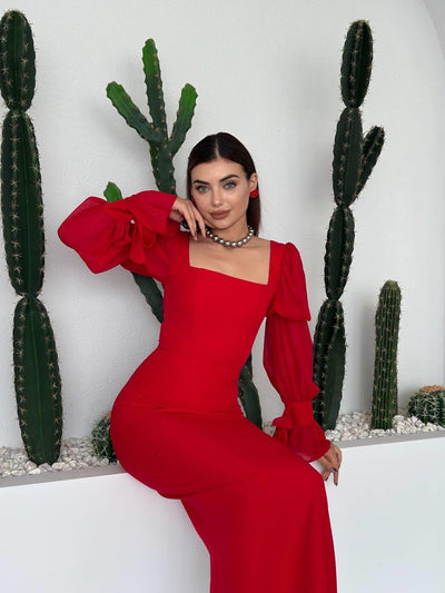 Rochie Hare cu volane pe mâneci