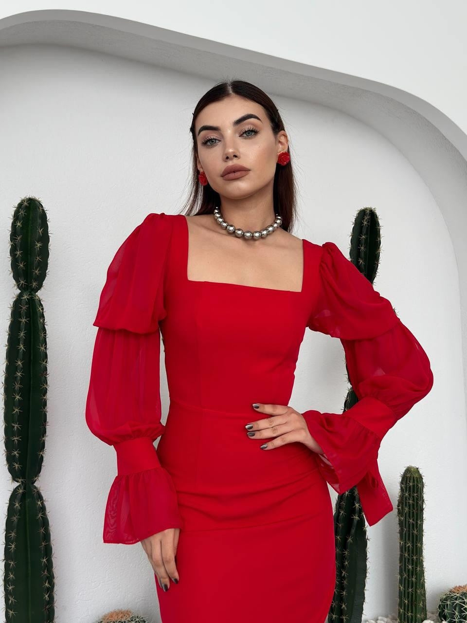 Rochie Hare cu volane pe mâneci