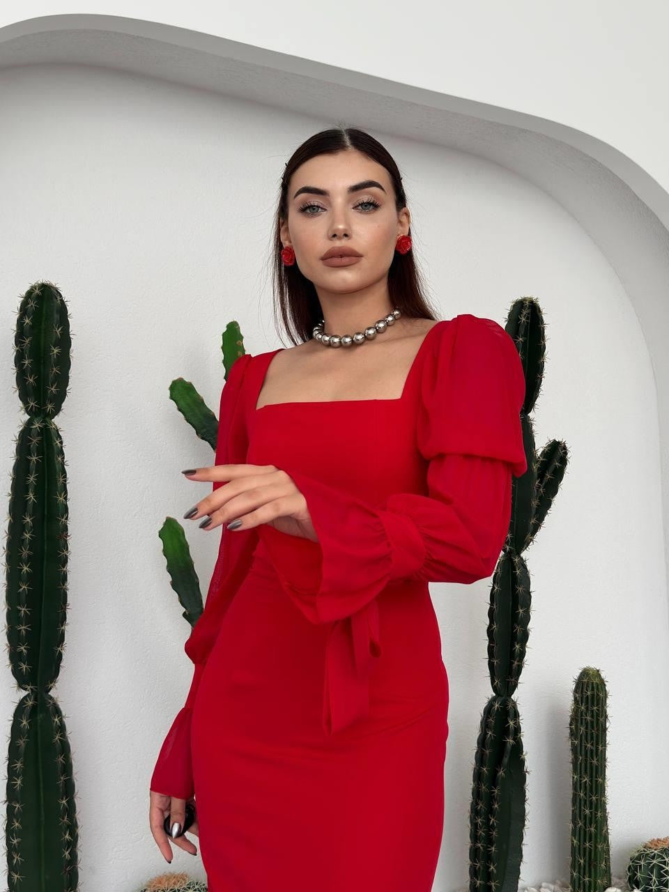 Rochie Hare cu volane pe mâneci