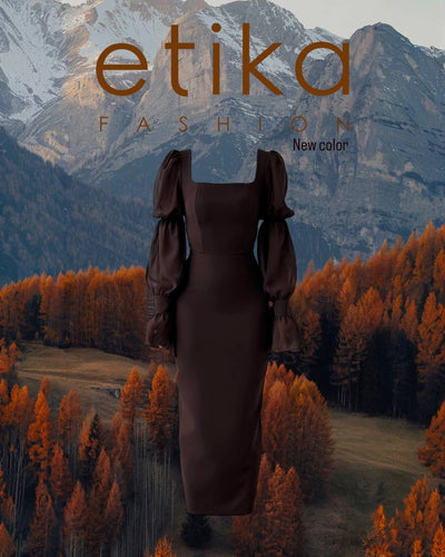 Hare Kolları Fırfır Detaylı Elbise