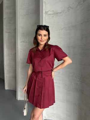 Set fustă și cămașă căptușite - Vișiniu