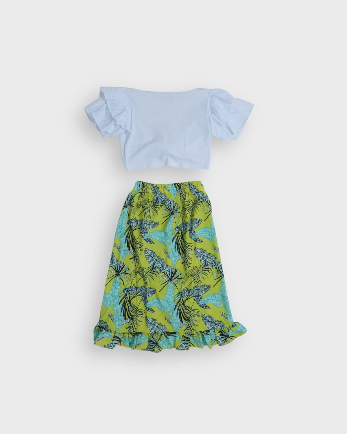 Girls' Skirt Set | Ages 9-15 | Two-Piece Set with Ruffled Sleeves | Stylish and Comfortable | RG3301 - WHITE