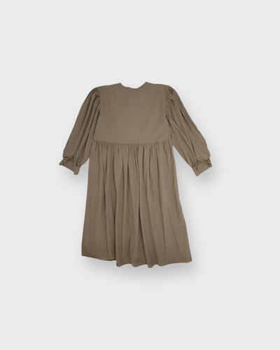 Genç Keten Elbise ve Saç Bandı %100 Pamuk 9–15 Yaş | Uzun Bileğe Kadar | RG3391 - TAŞ