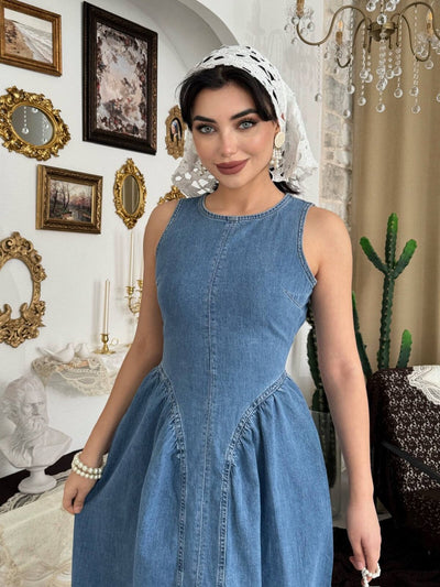 Rochie din denim Jere cu decupaj la spate