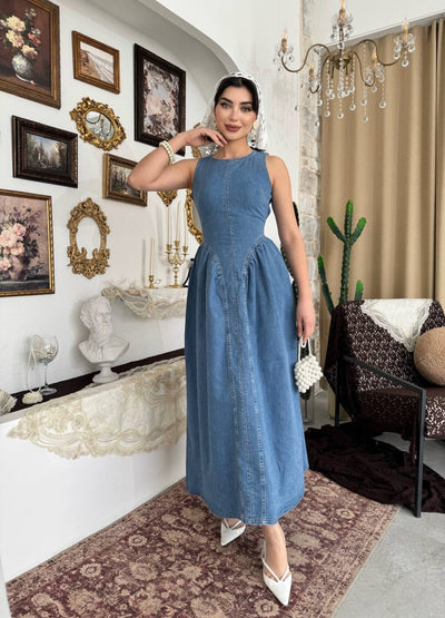 Rochie din denim Jere cu decupaj la spate