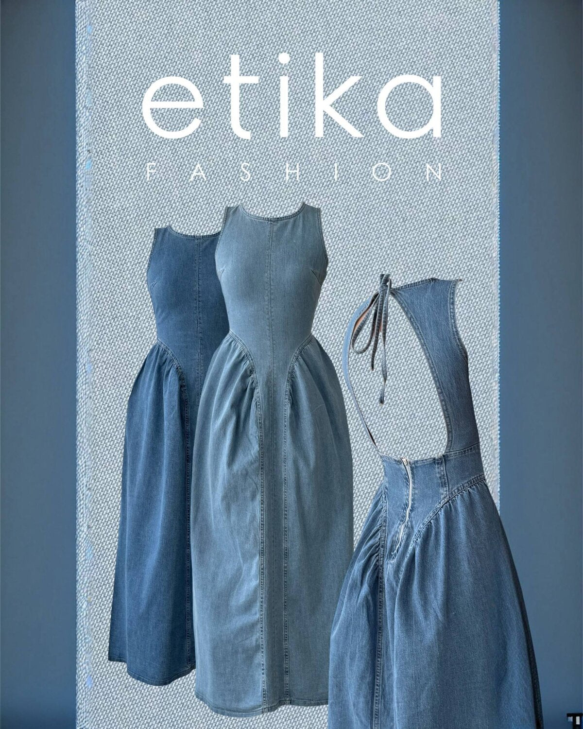 Rochie din denim Jere cu decupaj la spate