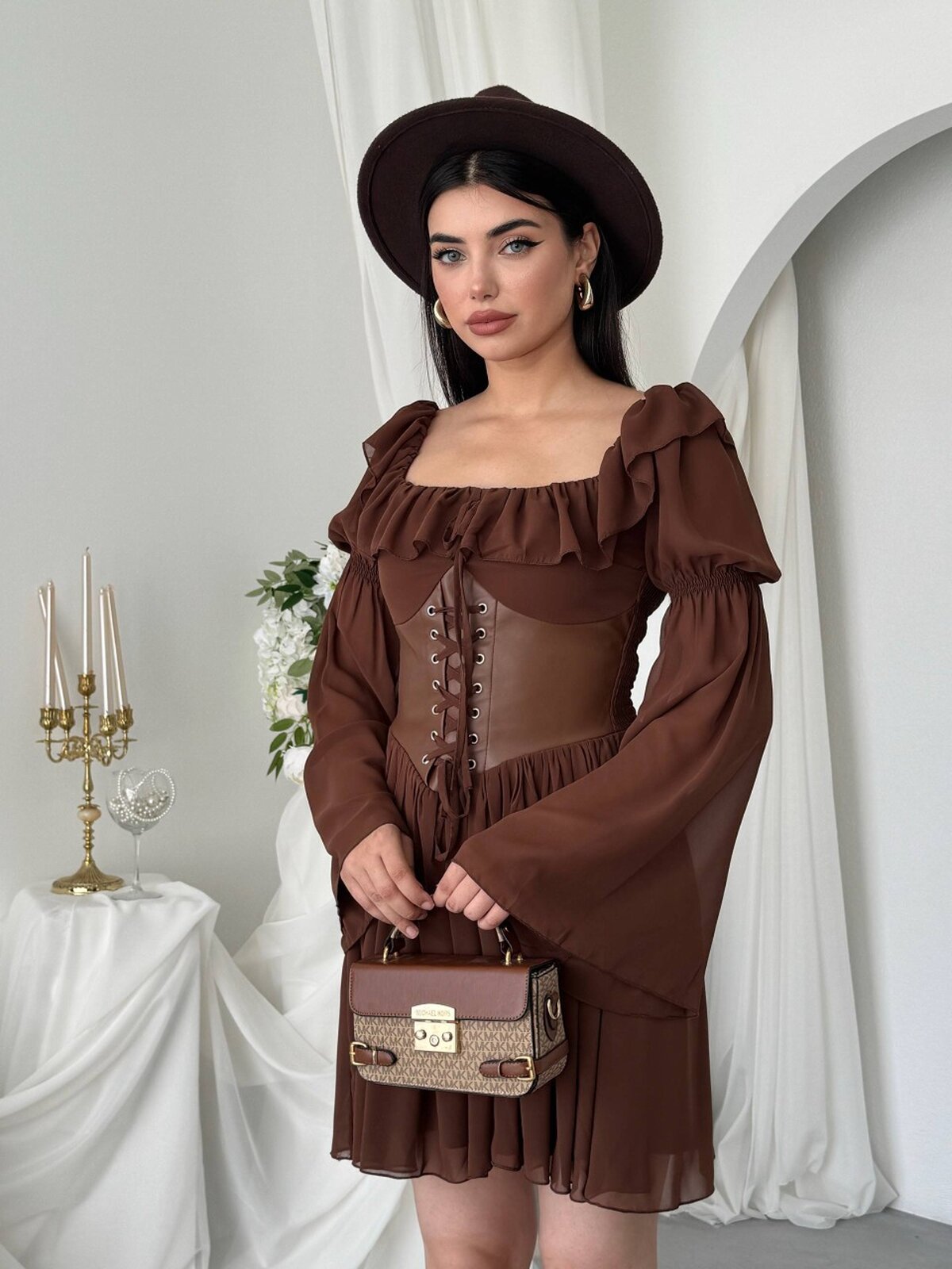 Rochie Joy din piele cu detalii de corset