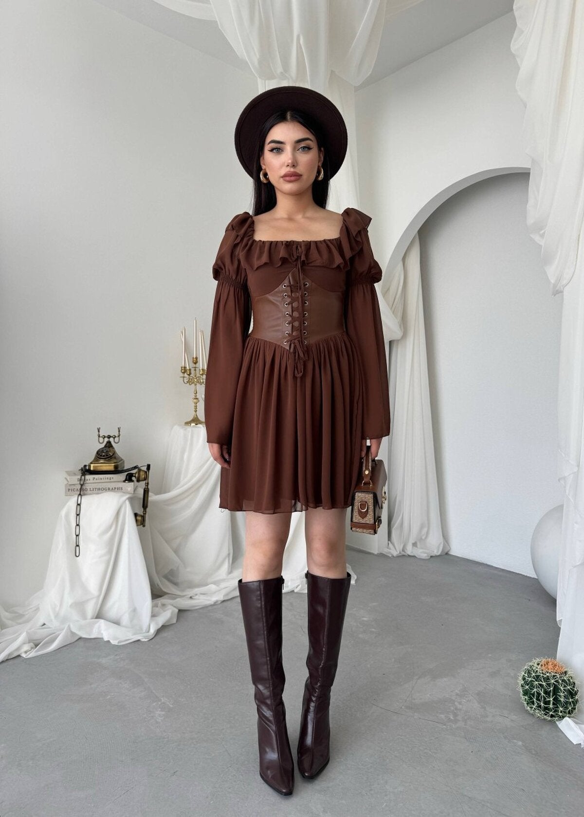 Rochie Joy din piele cu detalii de corset