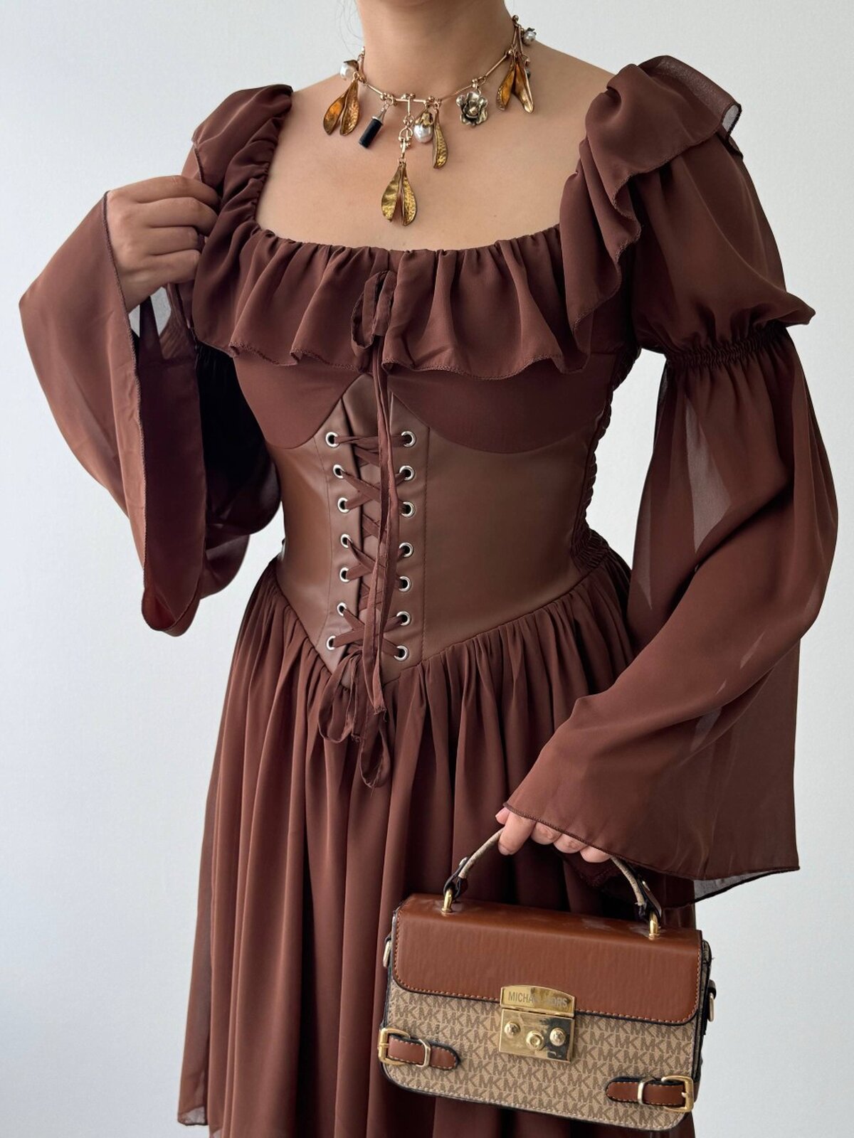 Rochie Joy din piele cu detalii de corset