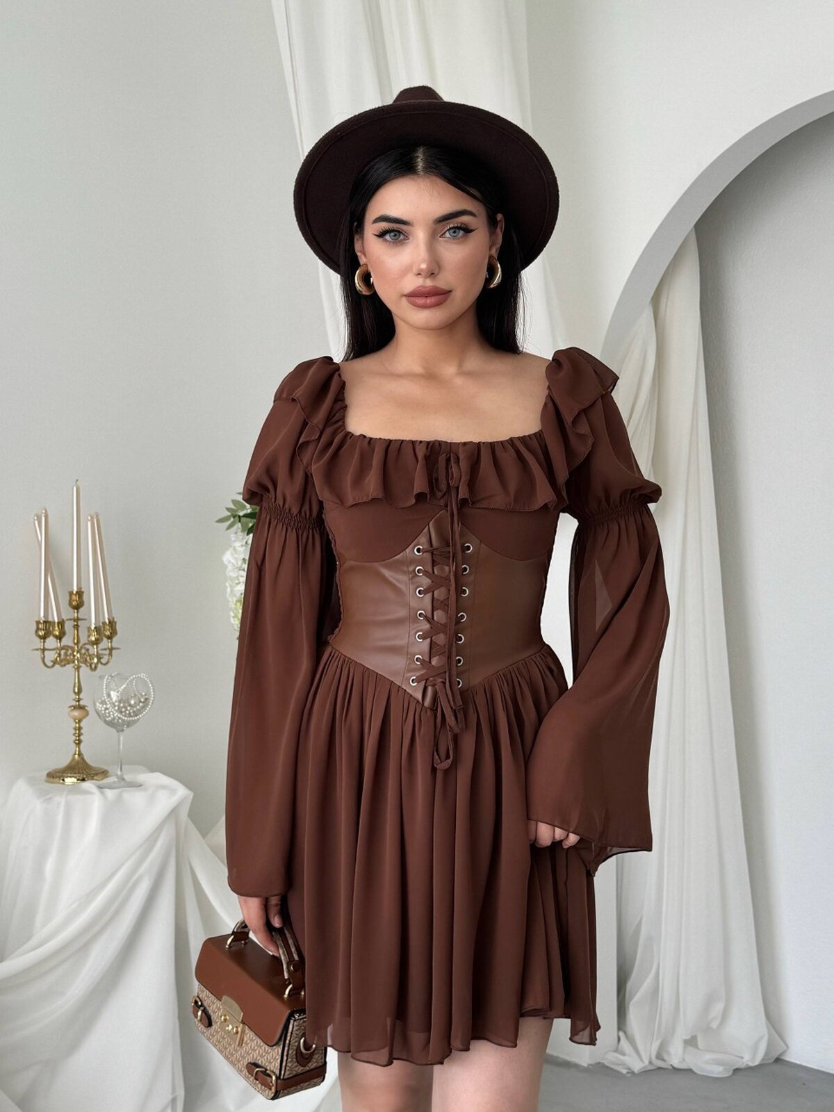 Rochie Joy din piele cu detalii de corset