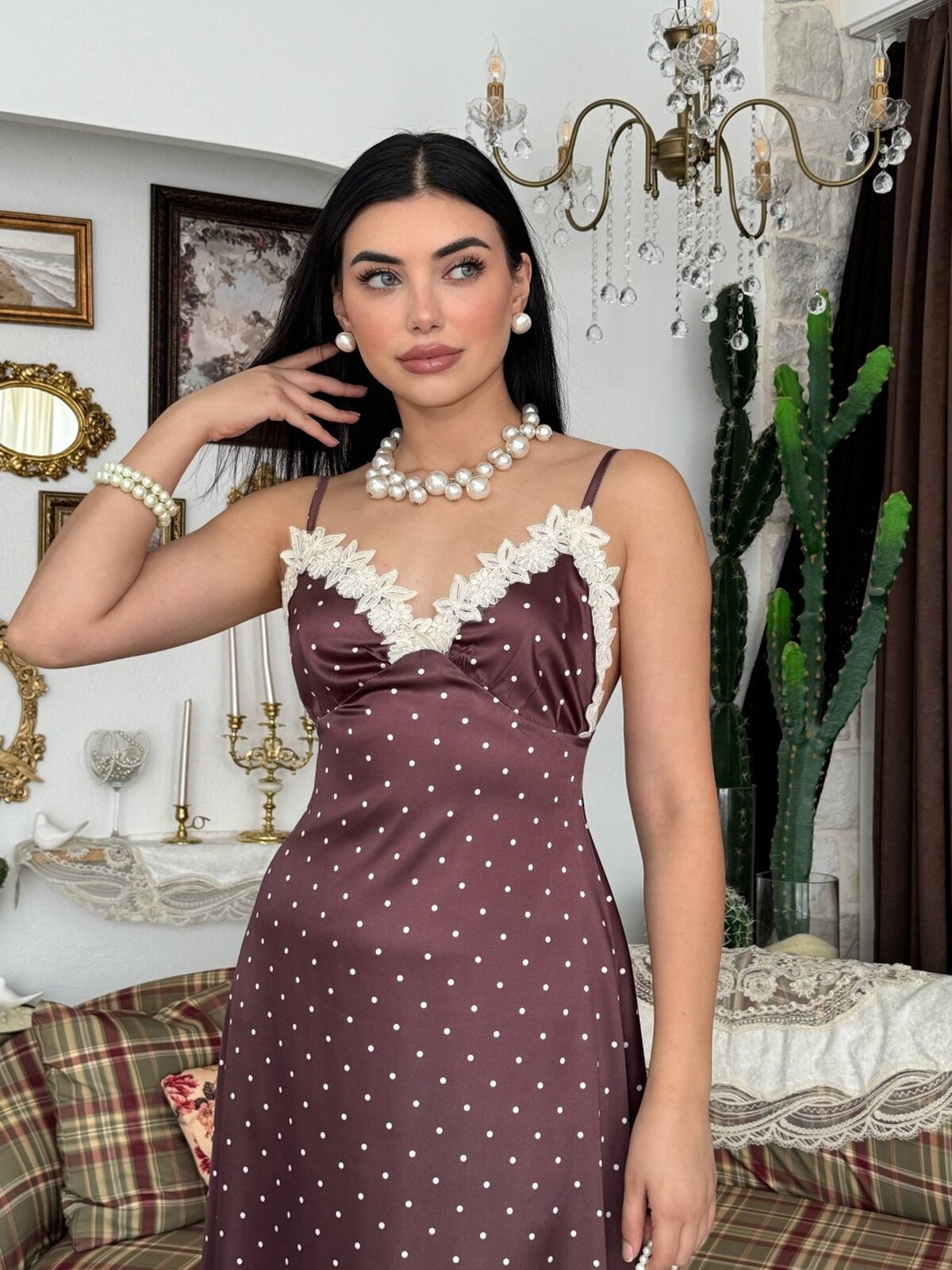 Jurs Güpür Dantel Detaylı Elbise