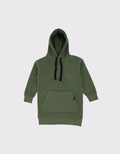 Çocuk Kabartmalı Baskı Detaylı Kapüşonlu Sweat Elbise | 3–9 Yaş | RG Brand | RG1422 - SİYAH