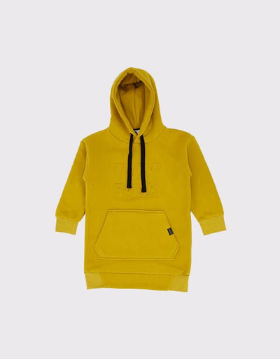Çocuk Kabartmalı Baskı Detaylı Kapüşonlu Sweat Elbise | 3–9 Yaş | RG Brand | RG1422 - SİYAH