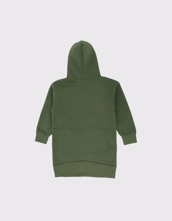 Çocuk Kabartmalı Baskı Detaylı Kapüşonlu Sweat Elbise | 3–9 Yaş | RG Brand | RG1422 - SİYAH