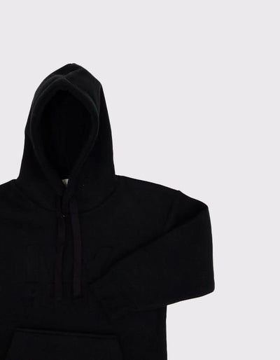 Çocuk Kabartmalı Baskı Detaylı Kapüşonlu Sweat Elbise | 3–9 Yaş | RG Brand | RG1422 - SİYAH