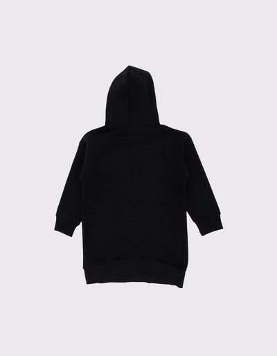 Çocuk Kabartmalı Baskı Detaylı Kapüşonlu Sweat Elbise | 3–9 Yaş | RG Brand | RG1422 - SİYAH