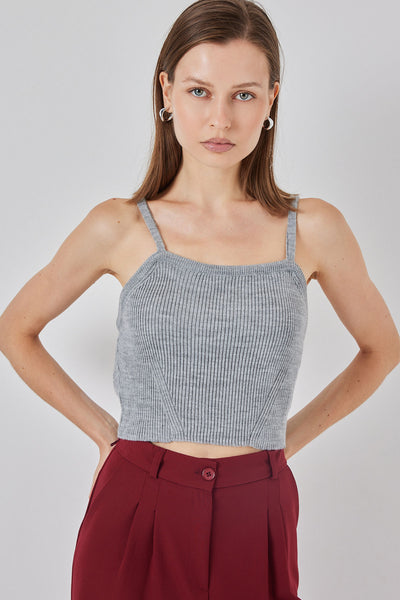 Bluza Crop cu Bretele 15934 - Gri