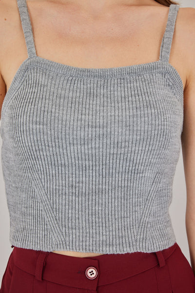 Bluza Crop cu Bretele 15934 - Gri