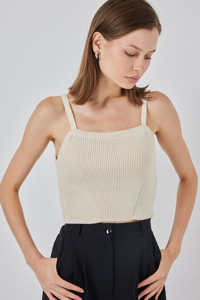 Bluza Crop cu Bretele 15934 - Crem