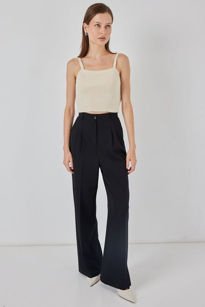 Bluza Crop cu Bretele 15934 - Crem