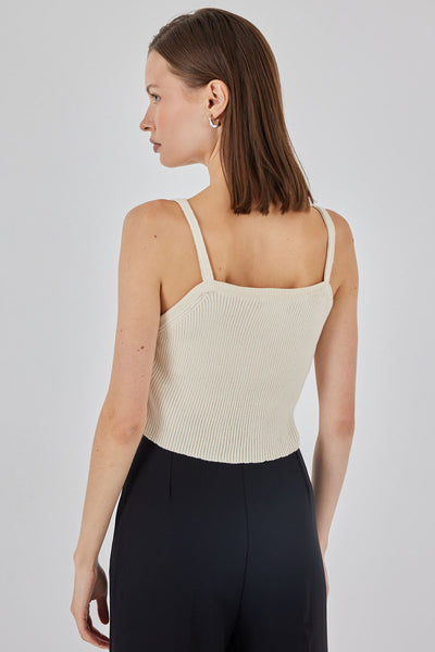 Bluza Crop cu Bretele 15934 - Crem