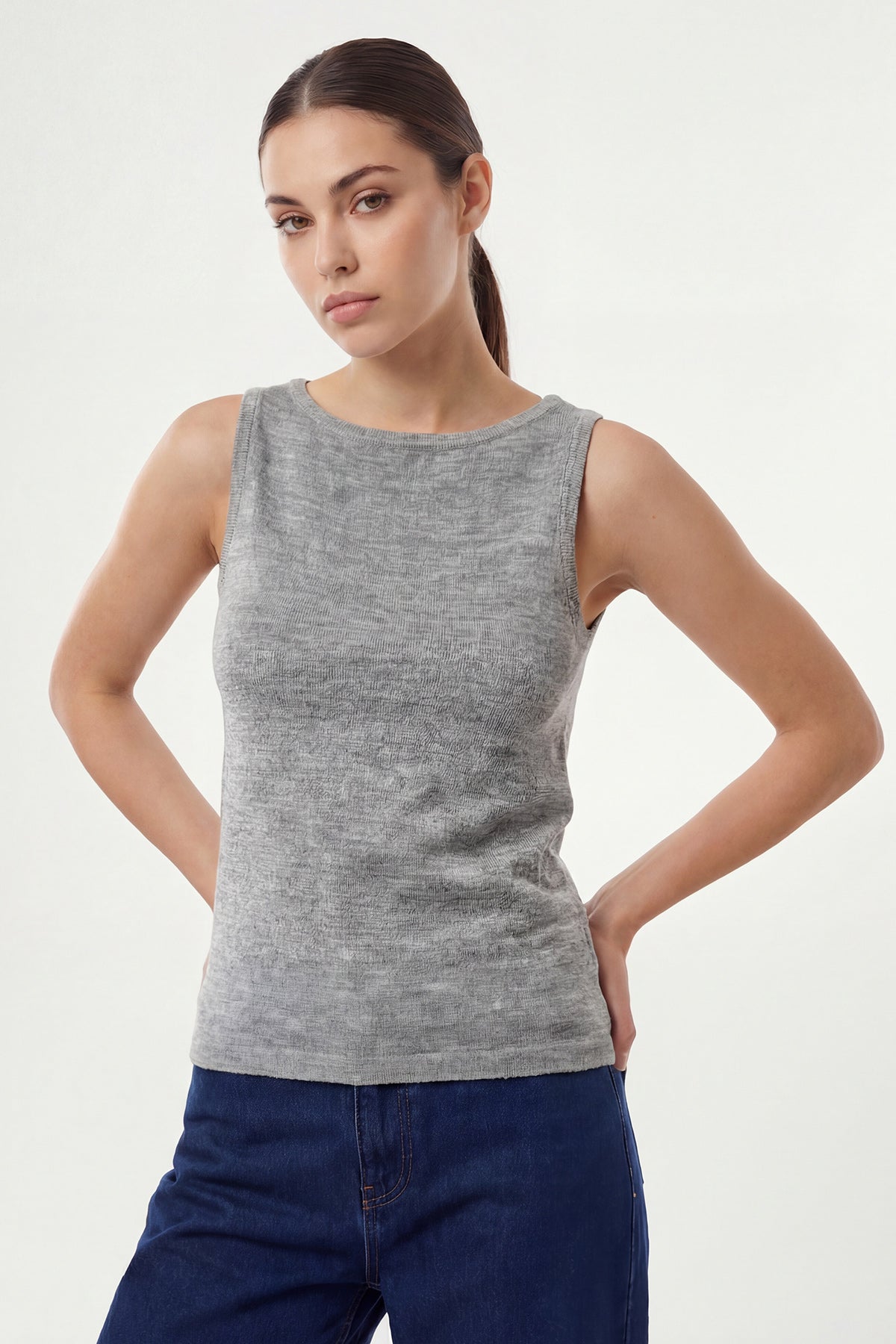 Maioul din Tricot cu Bretele 15935 - Gri