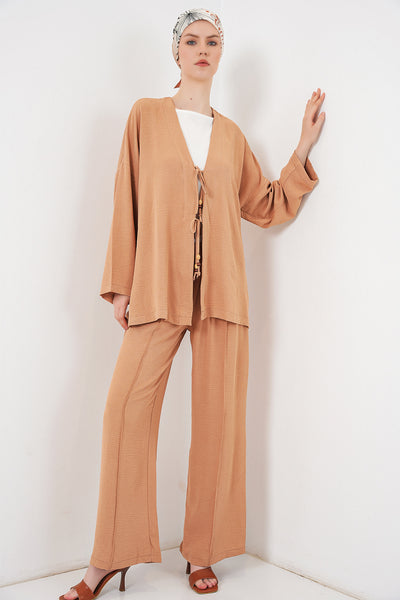 Set de două piese pentru femei Ayrobin Kimono Pants 6739 - Biscuit