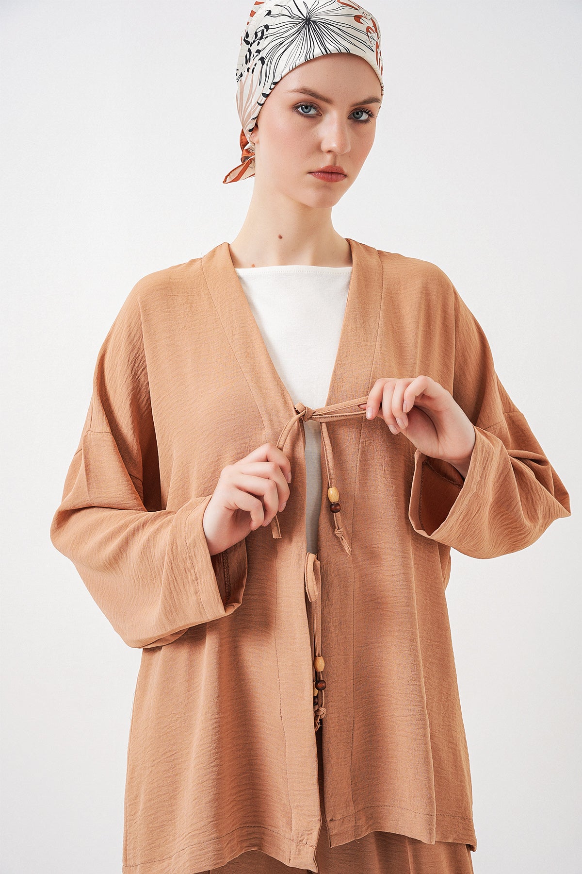 Set de două piese pentru femei Ayrobin Kimono Pants 6739 - Biscuit
