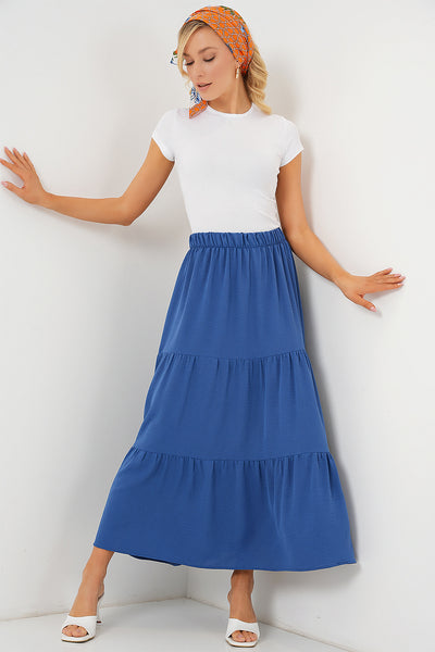 Fustă Lungă Din Airobine Damă 8048 - Indigo