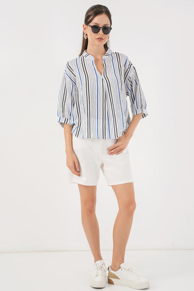 Bluza Oversize Dungată 967 - Albastru Închis