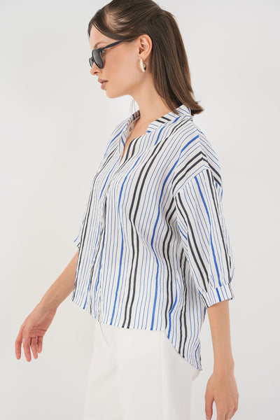 Bluza Oversize Dungată 967 - Albastru Închis