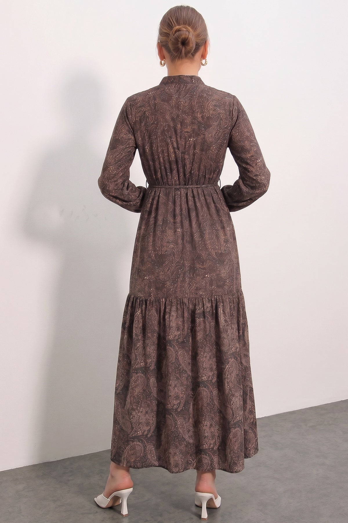 Rochie Lungă Croială Femeie Hijab 2586 - Maro