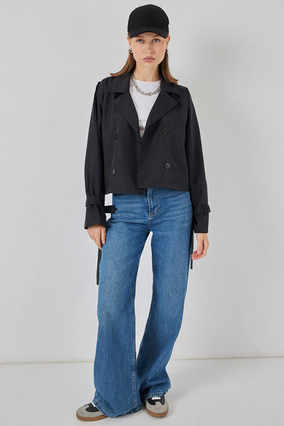 Trenci Scurt cu Curea 5970 - Negru