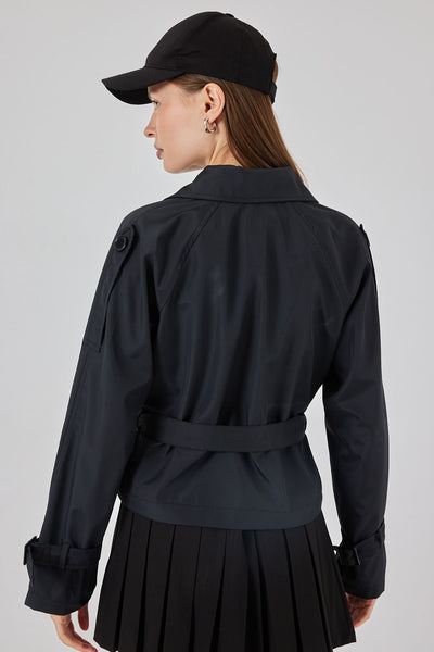 Trenci Scurt cu Curea 5970 - Negru