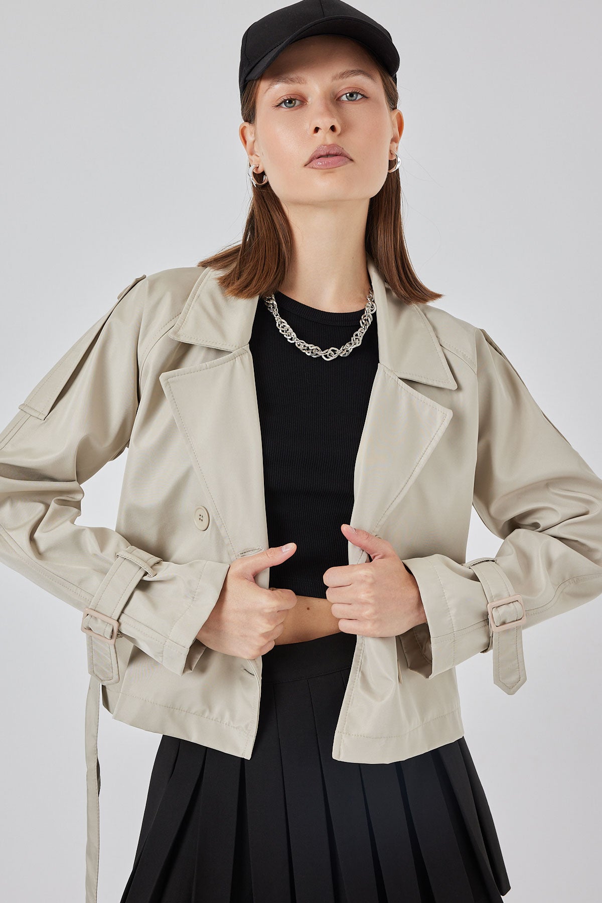Trenci Scurt cu Curea 5970 - Bej