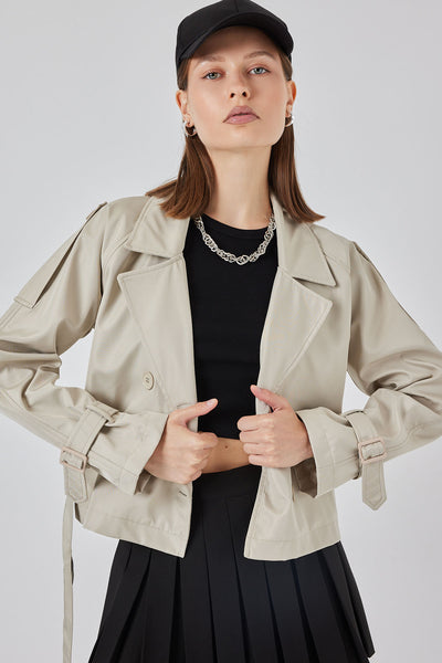 Trenci Scurt cu Curea 5970 - Bej