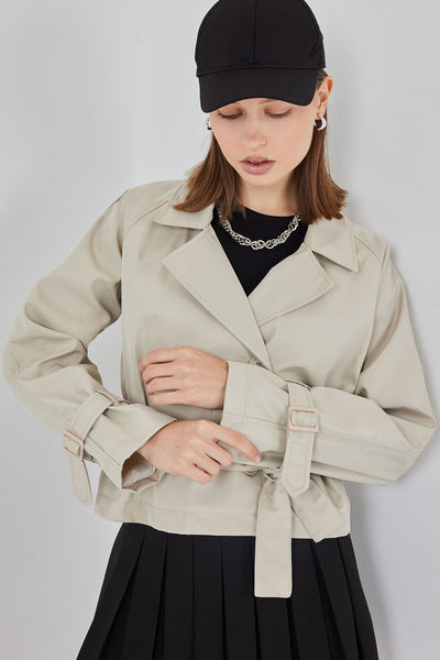 Trenci Scurt cu Curea 5970 - Bej
