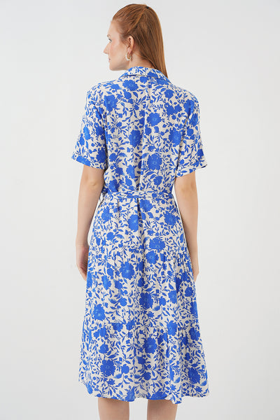Rochie Cu Model Și Mâneci Scurte Damă 2560 - Albastru Sax