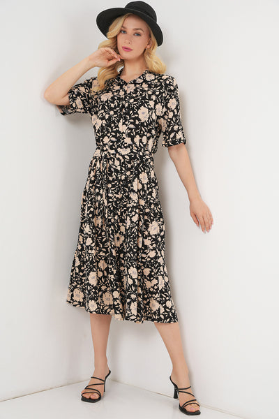 Rochie Cu Model Și Mâneci Scurte Damă 2560 - Negru