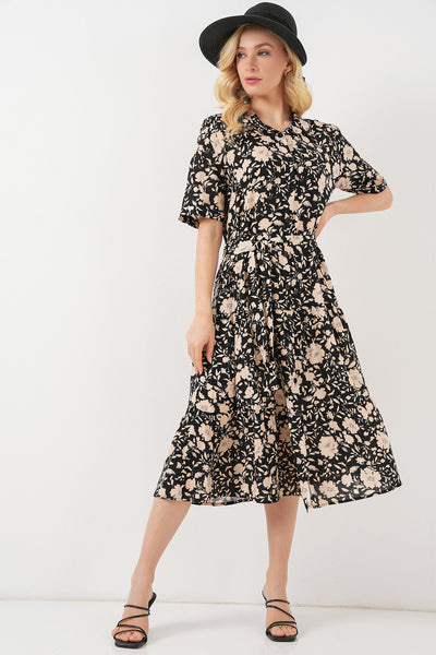 Rochie Cu Model Și Mâneci Scurte Damă 2560 - Negru