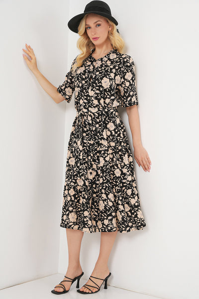 Rochie Cu Model Și Mâneci Scurte Damă 2560 - Negru