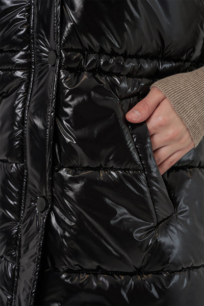 Vesta sclipitoare cu pufuri pentru femei 5218 - Negru