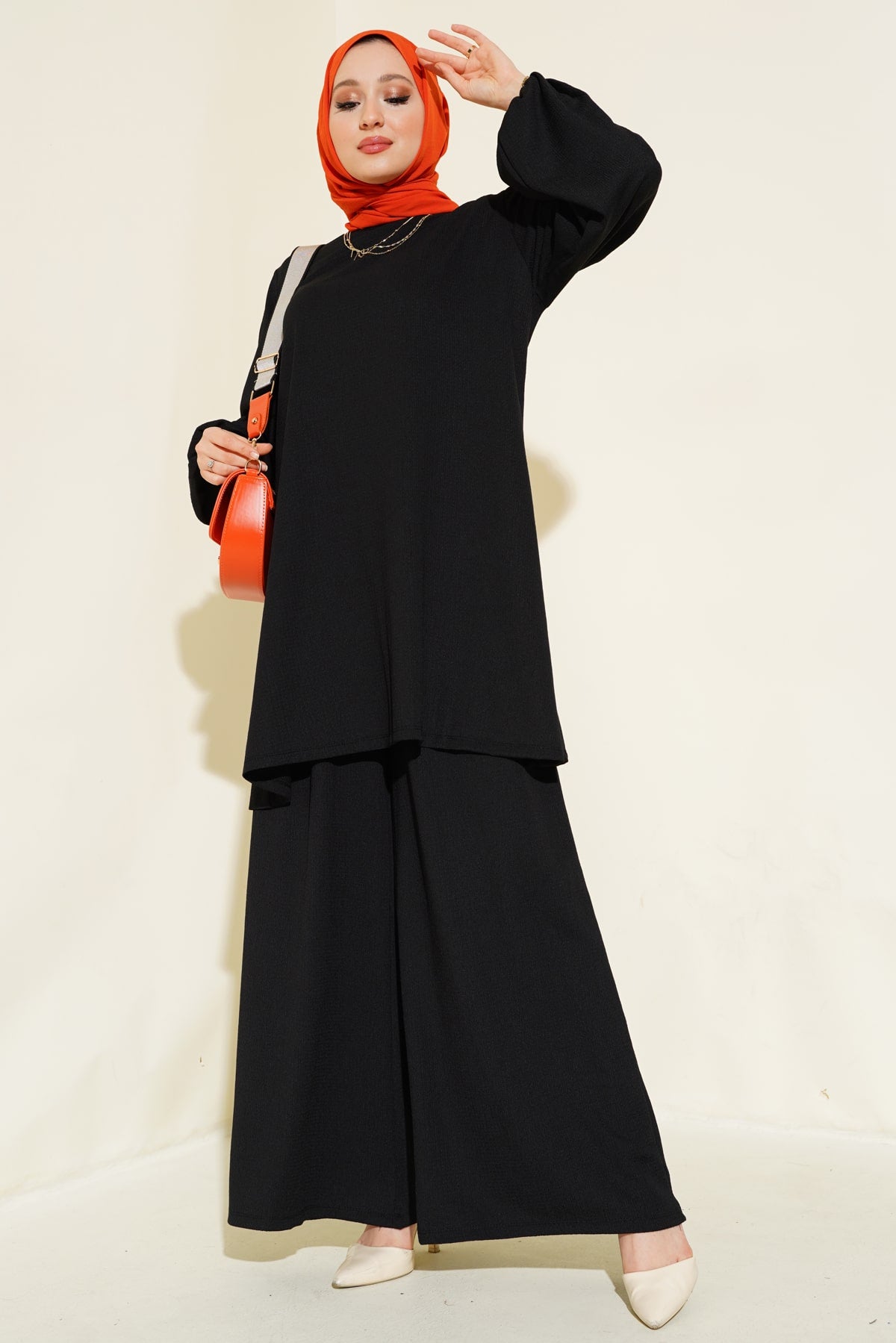 Set Pantaloni Tunic Negru Femei 6663